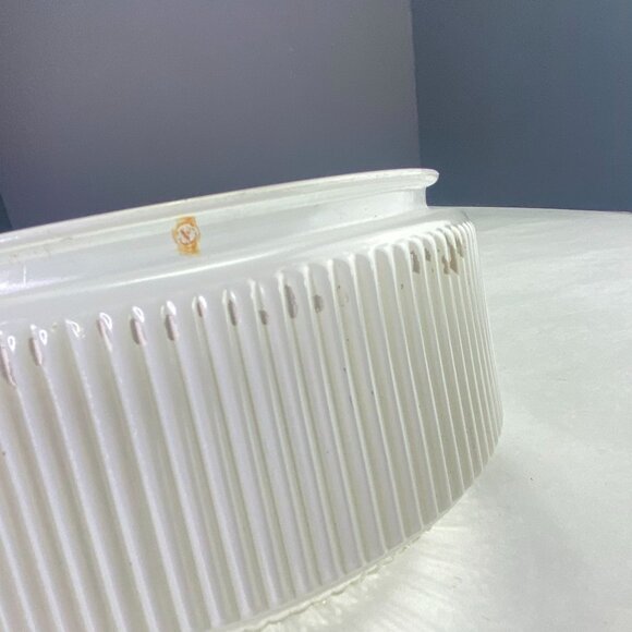 Vintage Ribbed Glass Drum Shade White Clear 7.5 inch Fitter - Picture 7 of 10